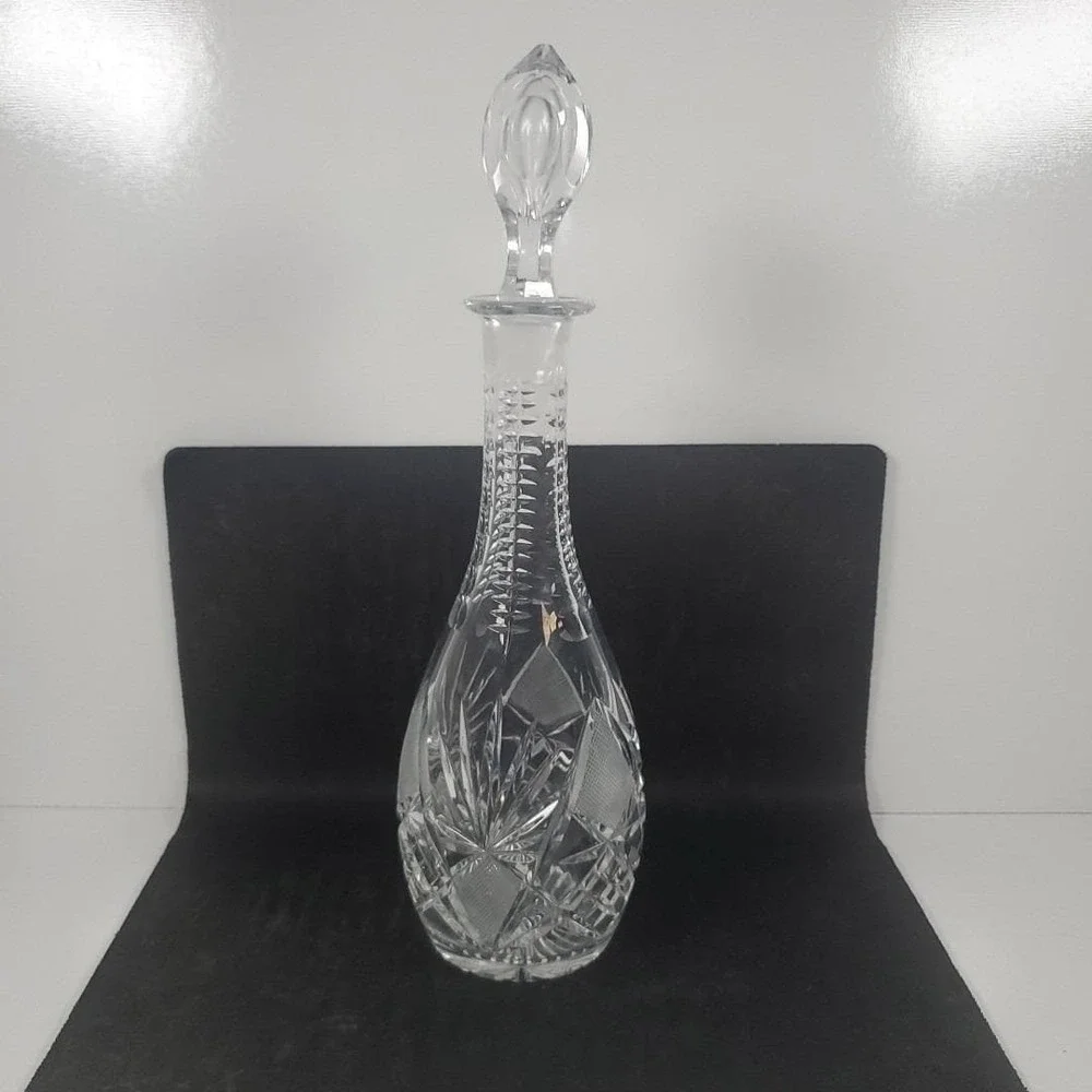Vintage Cut Crystal Decanter w Ball Stopper 10